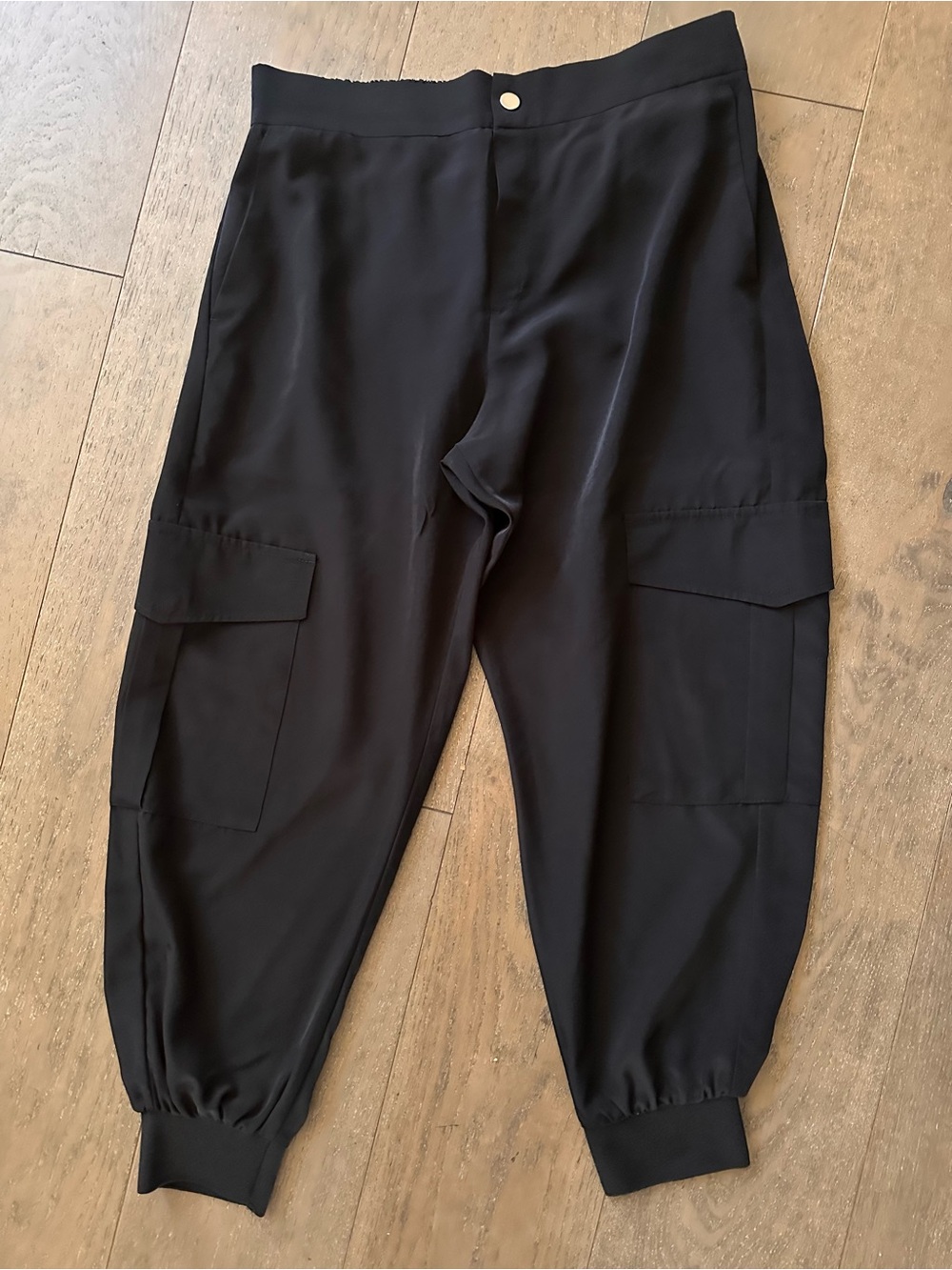 ZARA Black Cargo Jogger Pants Pull On Utility Trousers